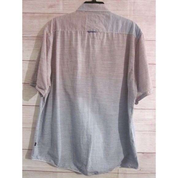 Engbers Men's XL Regular Fit Blue Red White Stripe Short Sleeved Button Up Shirt - Picture 5 of 5